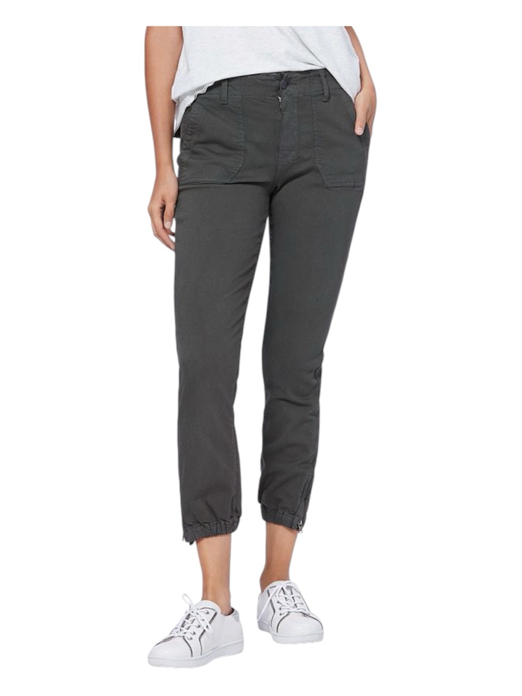 Paige Mayslie Utility Denim Jogger Jeans Grey Black Cargo Pants 24 Short